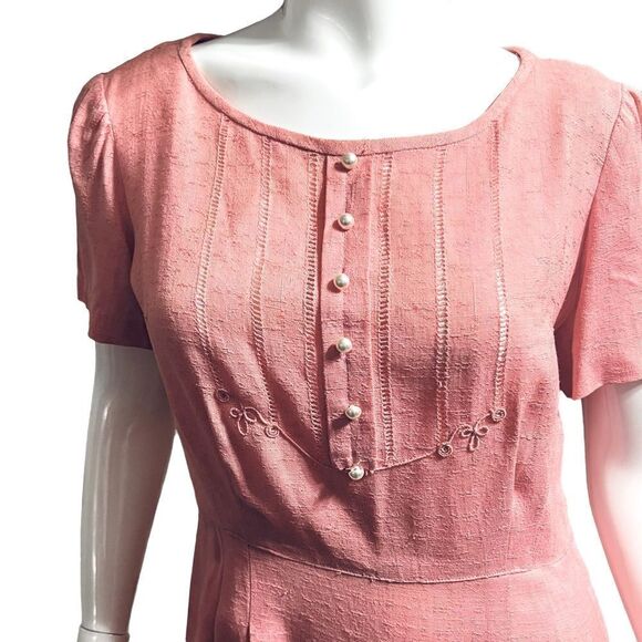 Vintage Pink Midi Dress Size 14 - Picture 4 of 8